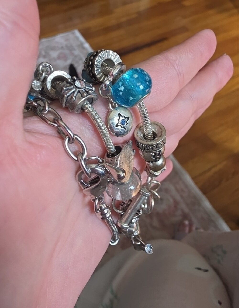 Murano Glass Striped Lantern Style Slider Charm Bracelet Collection - Picture 7 of 14